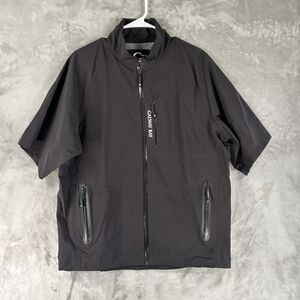 Galway Bay Mens Large Black Short Sleeve Golf Rain Jacket Full Zip Stretch Shell